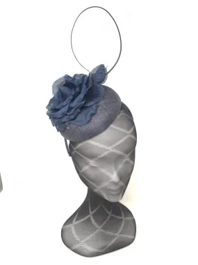 Navy Flower & Stem Fascinator
