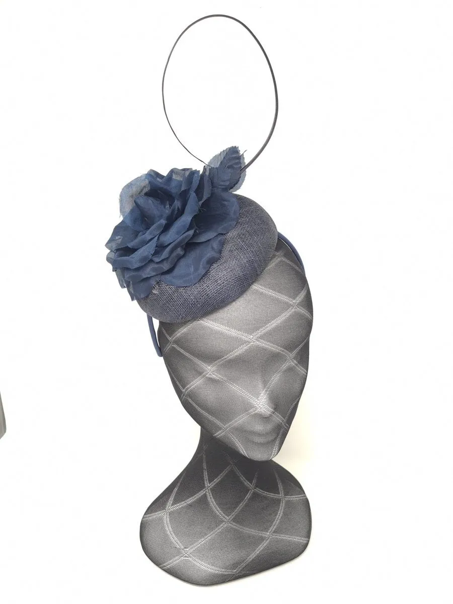 Navy Flower & Stem Fascinator