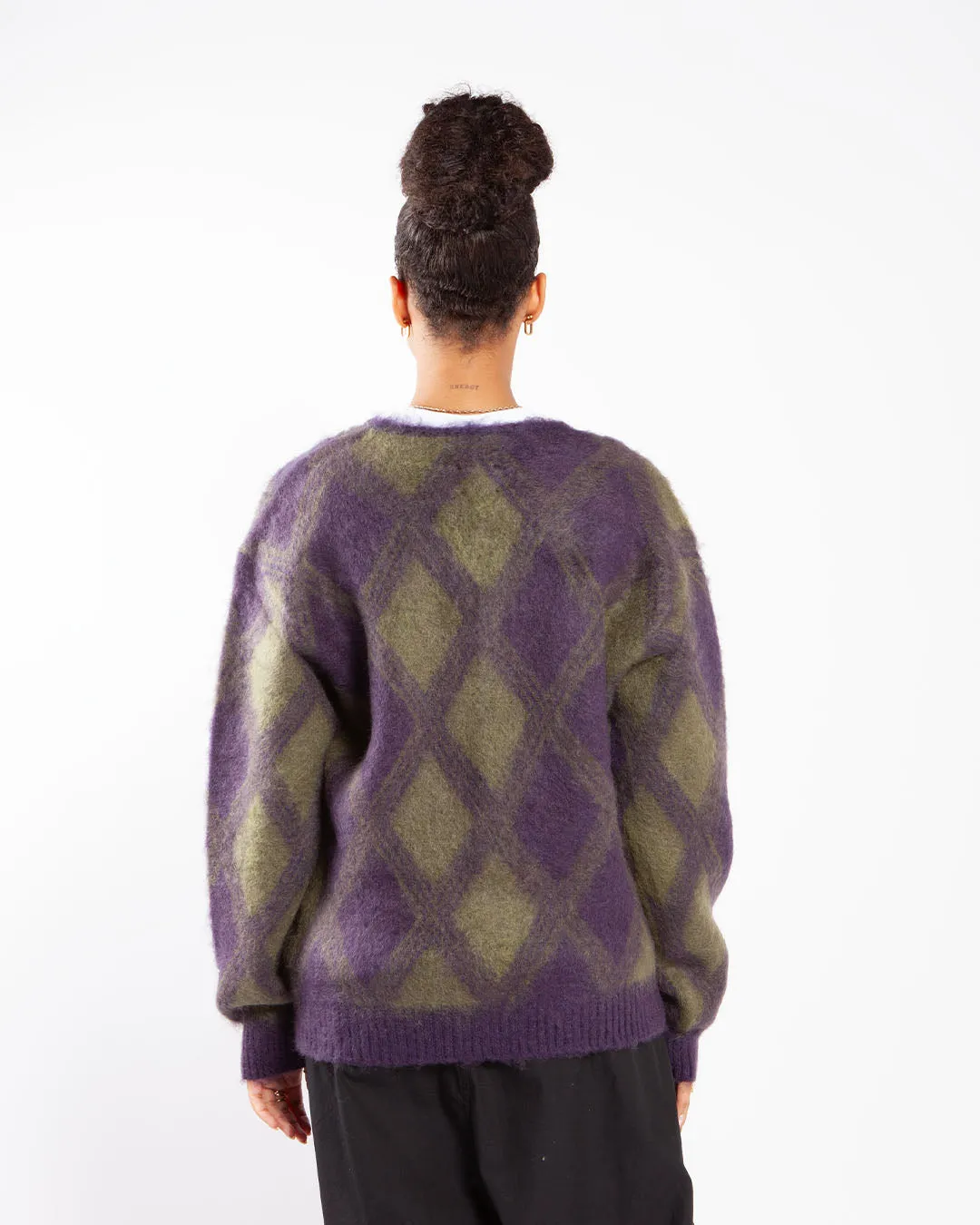 Needles Mohair Cardigan Argyle Purple