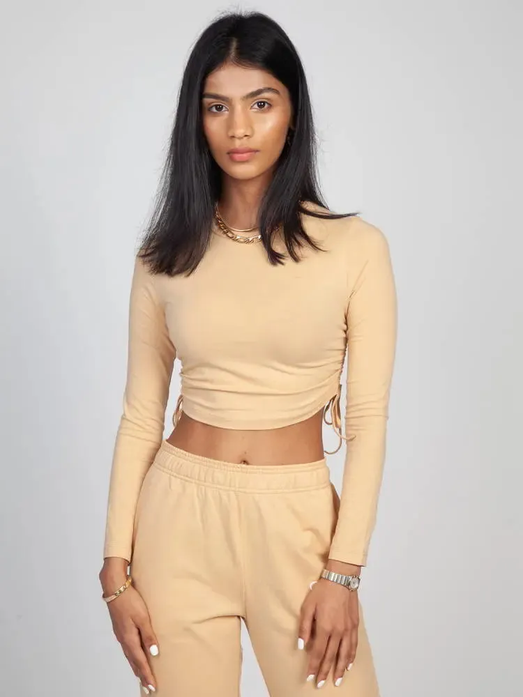 Nude Drawstring Top