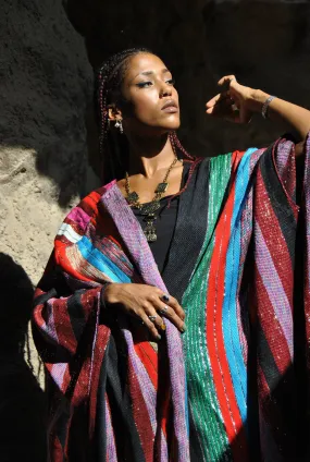 One of a kind Bohemian hand loomed Wool Kimono, Winter Wool Kimono, Abayas, Winter Abaya, Colorful Abaya, Handmade Abaya, Kimonos for women