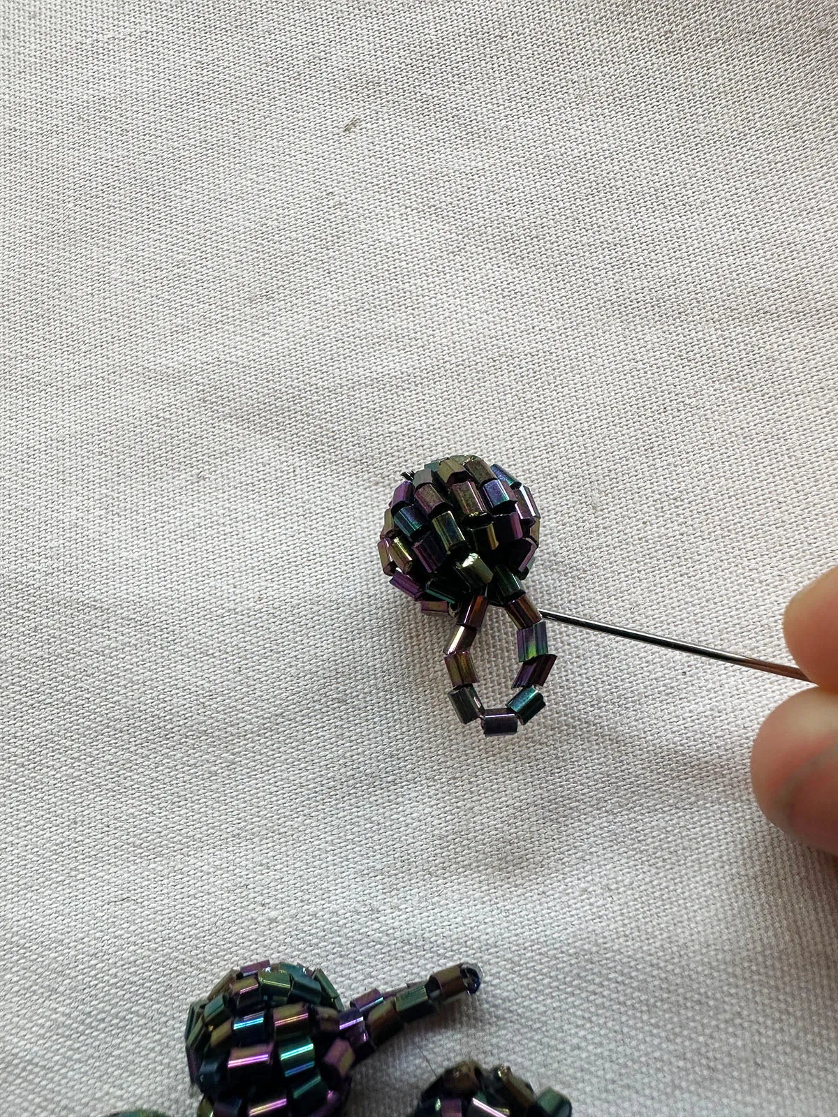 Peacock Irridscent Beaded Ball Buttons Per Button