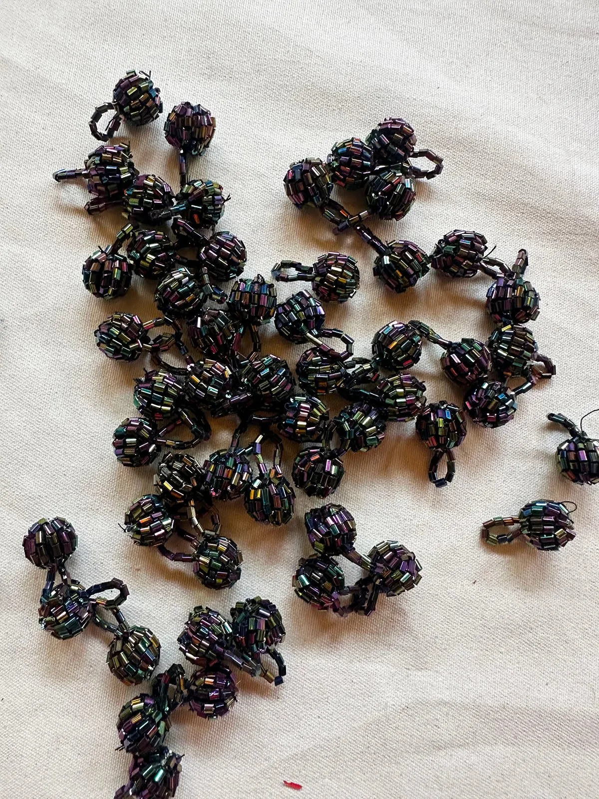 Peacock Irridscent Beaded Ball Buttons Per Button