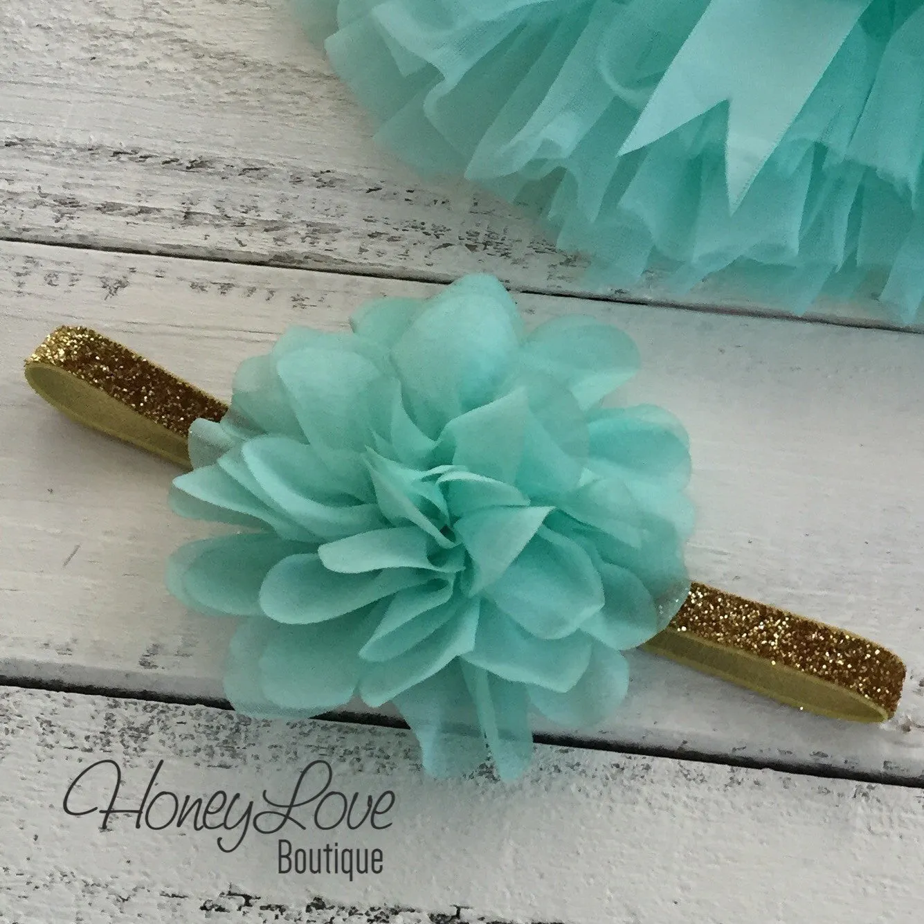 PERSONALIZED Name Outfit - Gold Glitter and Mint/Aqua
