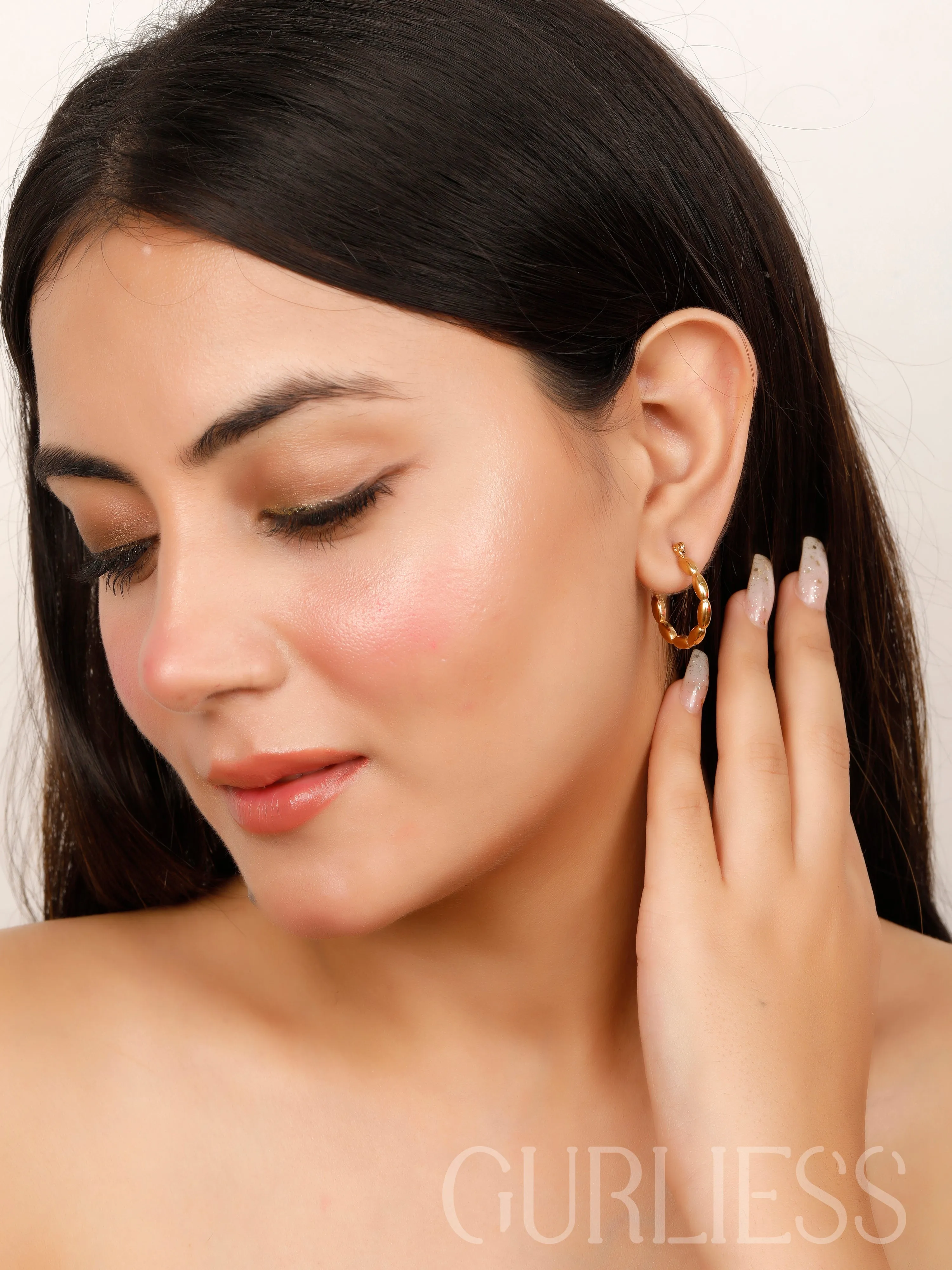 Pleated Frost Hoops Earrings