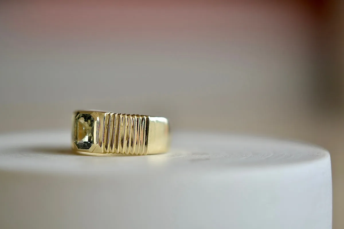Pleated Green Tourmaline Solitaire