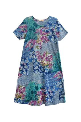 Plus Size La Cera Cotton Floral Jersey Knit A-Line Dress