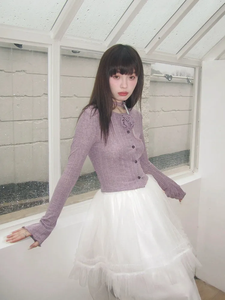 Purple knit cardigan【s0000007611】