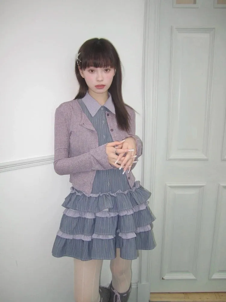 Purple knit cardigan【s0000007611】