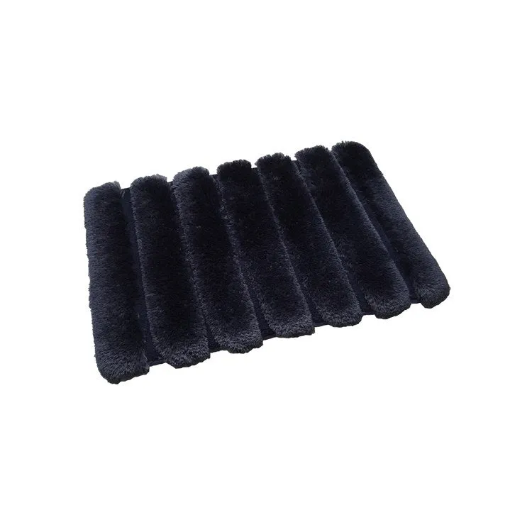 Ribbed Pearl Plush 17" x 24" Memory Foam Luxurious Navy Bath Mat