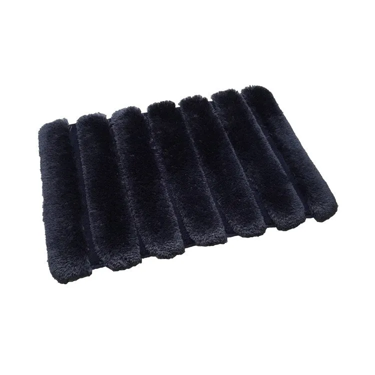 Ribbed Pearl Plush 20" x 30" Memory Foam Luxurious Navy Bath Mat