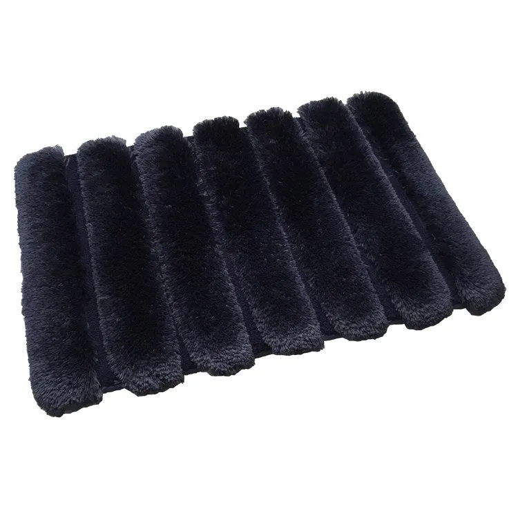 Ribbed Pearl Plush 23" x 38" Memory Foam Luxurious Navy Bath Mat