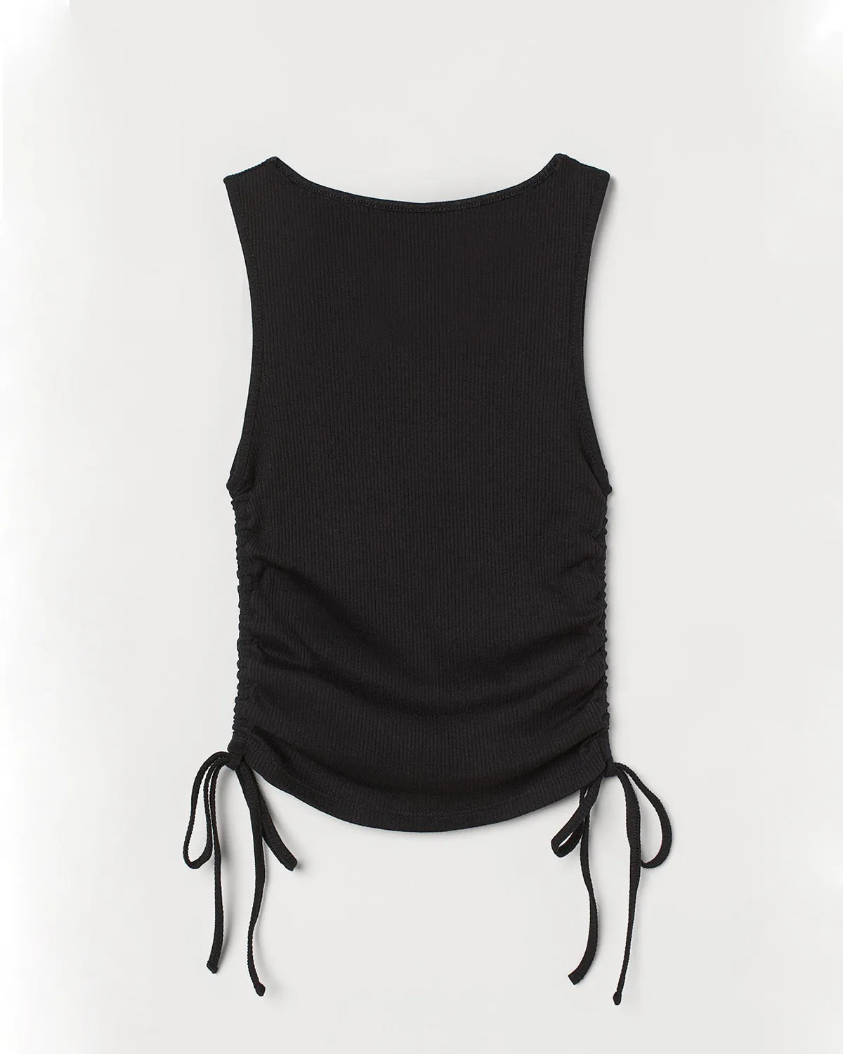 RIBBED RUCHED TOP