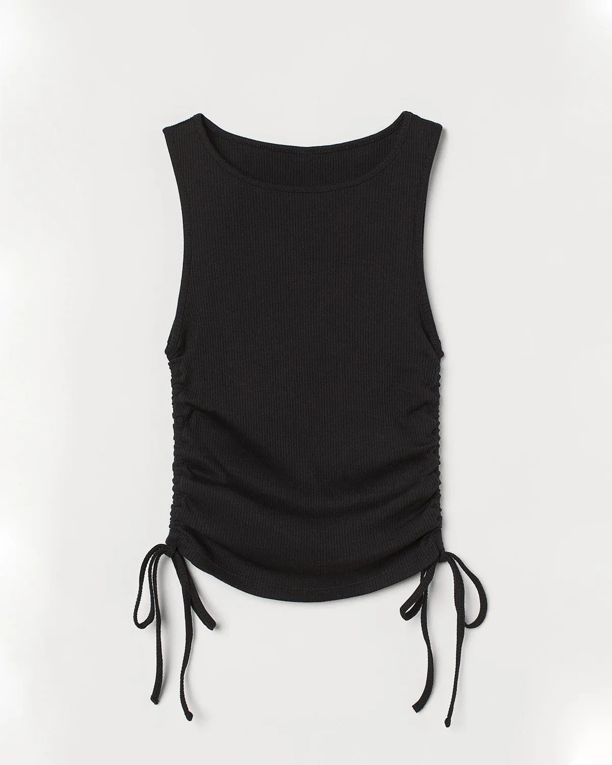 RIBBED RUCHED TOP