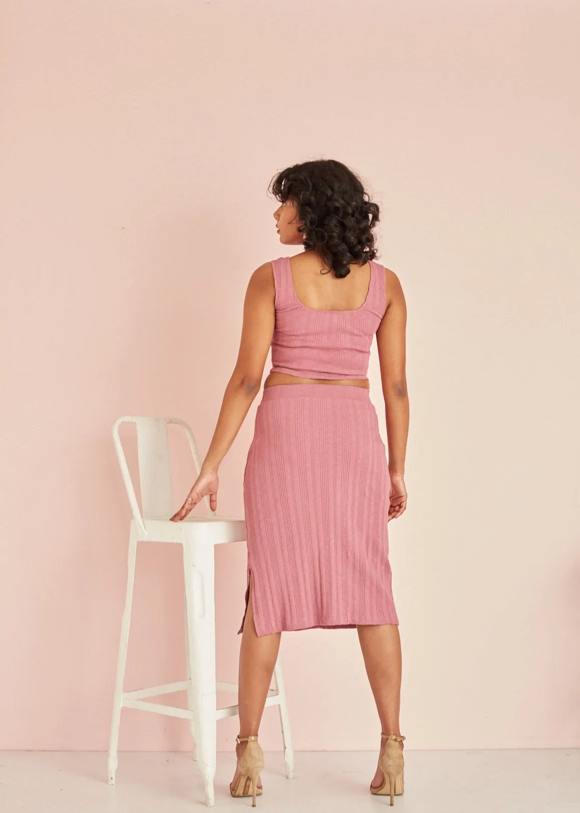 Rory Mauve Rib Midi Skirt