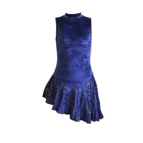 SALE - SWISH - VELOUR SKIRTED LEOTARD WITH 1 GLOVE -NAVY - SIZE 0 (AGE 4-5)