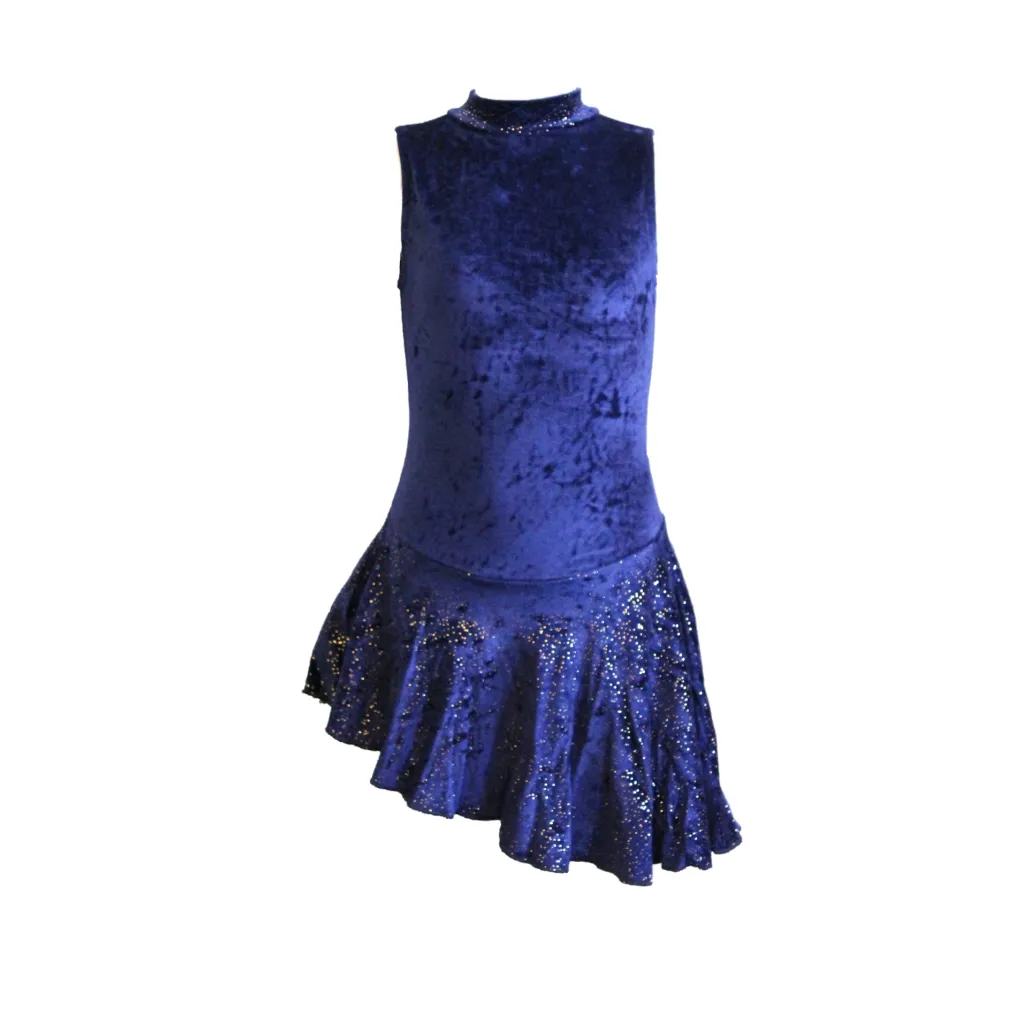 SALE - SWISH - VELOUR SKIRTED LEOTARD WITH 1 GLOVE -NAVY - SIZE 0 (AGE 4-5)