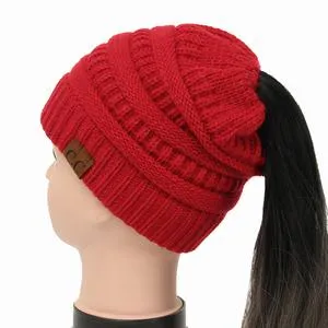 Soft Rib-Knit Beanie Stretchy Acrylic For High- Low-Pony or Ear Covers