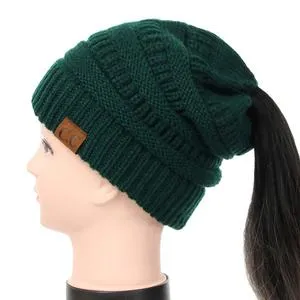Soft Rib-Knit Beanie Stretchy Acrylic For High- Low-Pony or Ear Covers