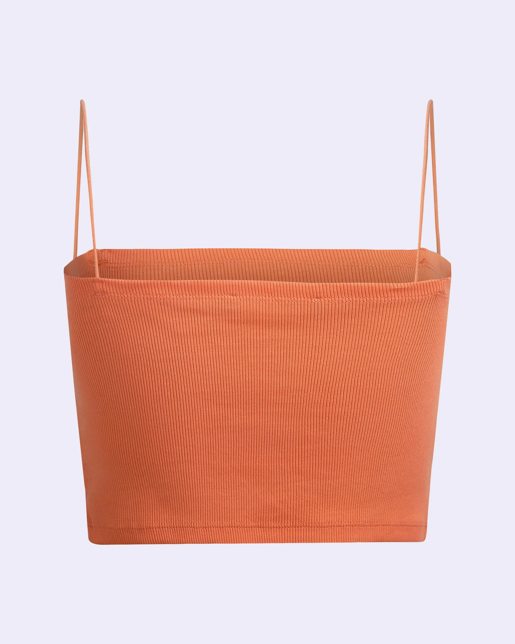 SPAGHETTI STRAP RIBBED CROP TOP
