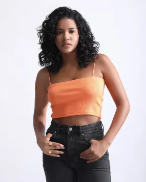 SPAGHETTI STRAP RIBBED CROP TOP