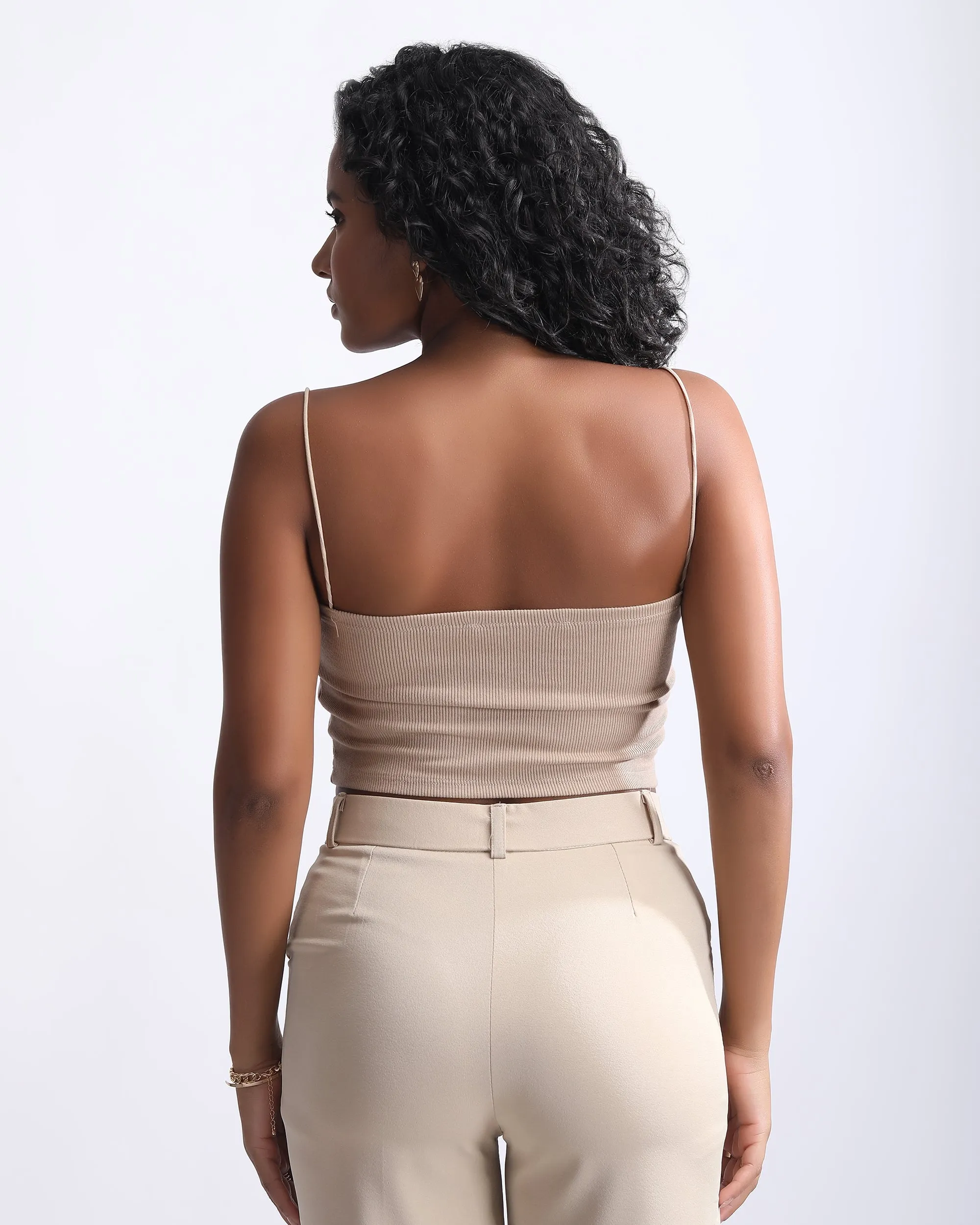 SPAGHETTI STRAP RIBBED CROP TOP