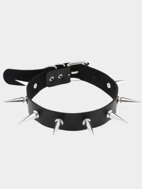 SPIKES CHOKER NECKLACE LEATHER