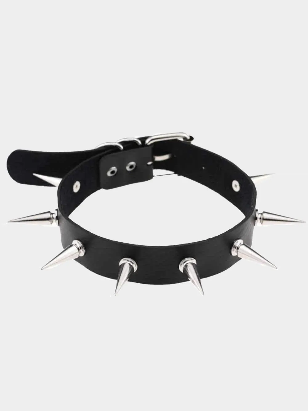 SPIKES CHOKER NECKLACE LEATHER