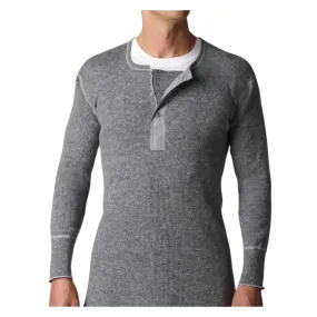 Stanfield's Men's Heavy Weight Wool Long Sleeve Henley 1315 - Grey, 80% Wool/20% Nylon, Military Shoulders, Ultimate Warmth & Durability | Sizes S-2XL