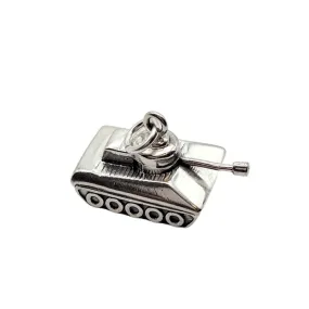 Sterling Silver Oxidized Military Tank Charm