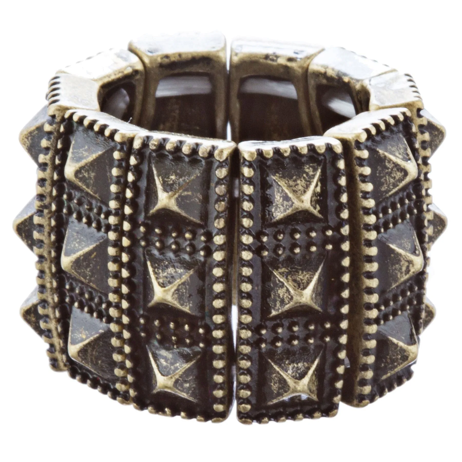 Stylish Chic 3 Rows Spike Design Stretch Fashion Ring