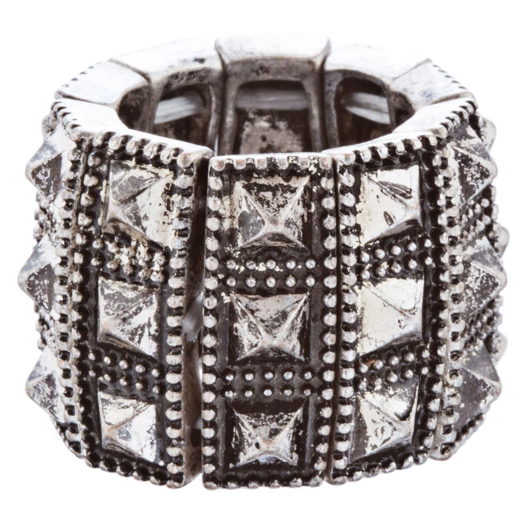 Stylish Chic 3 Rows Spike Design Stretch Fashion Ring