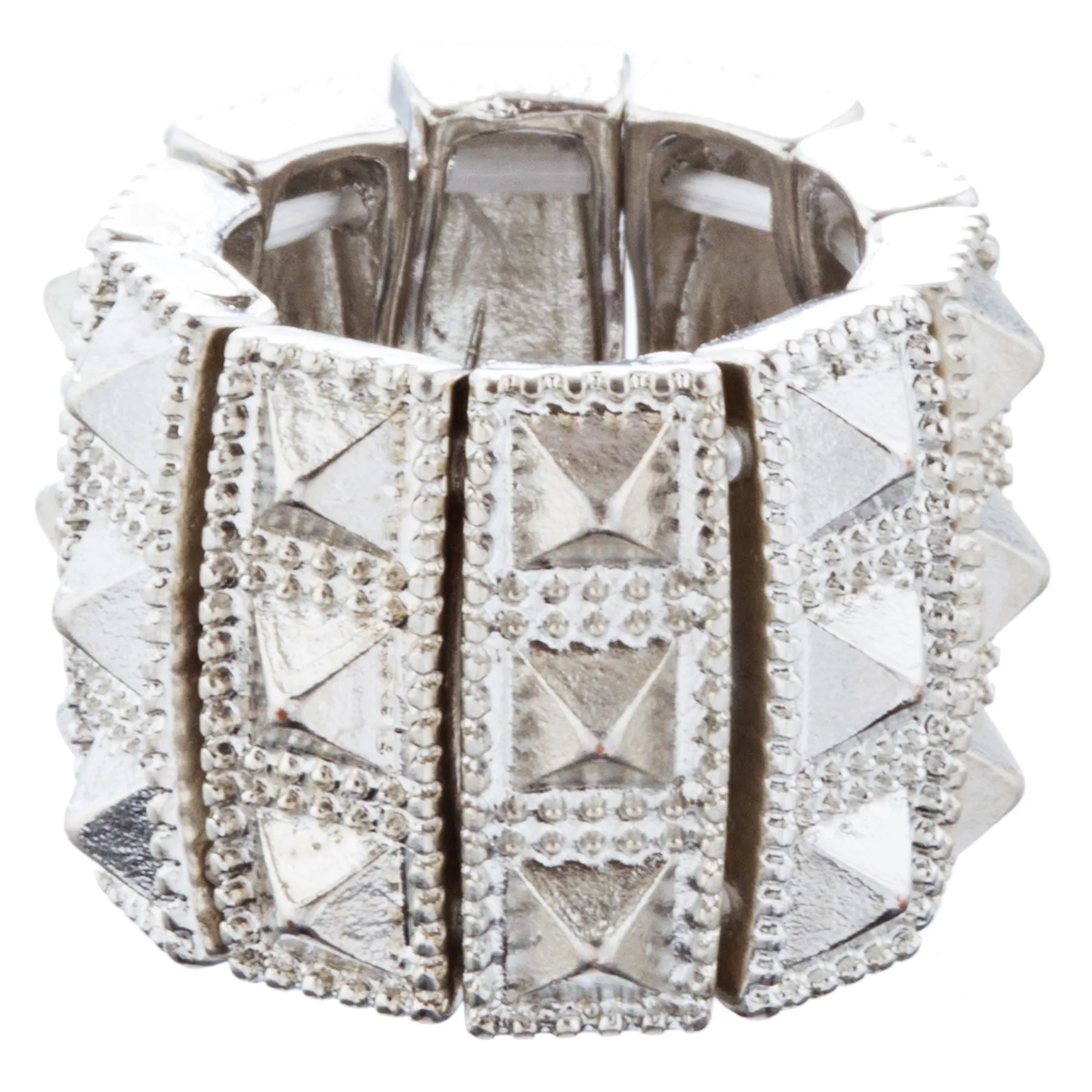Stylish Chic 3 Rows Spike Design Stretch Fashion Ring
