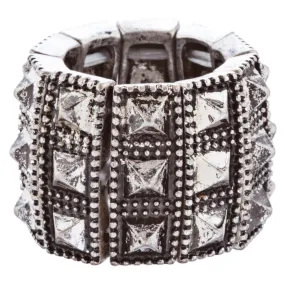 Stylish Chic 3 Rows Spike Design Stretch Fashion Ring