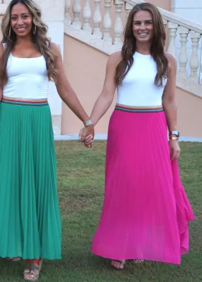 The Rainbow Pleated Skirt - Fuschia