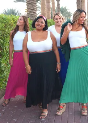 The Rainbow Pleated Skirt - Midnight Black
