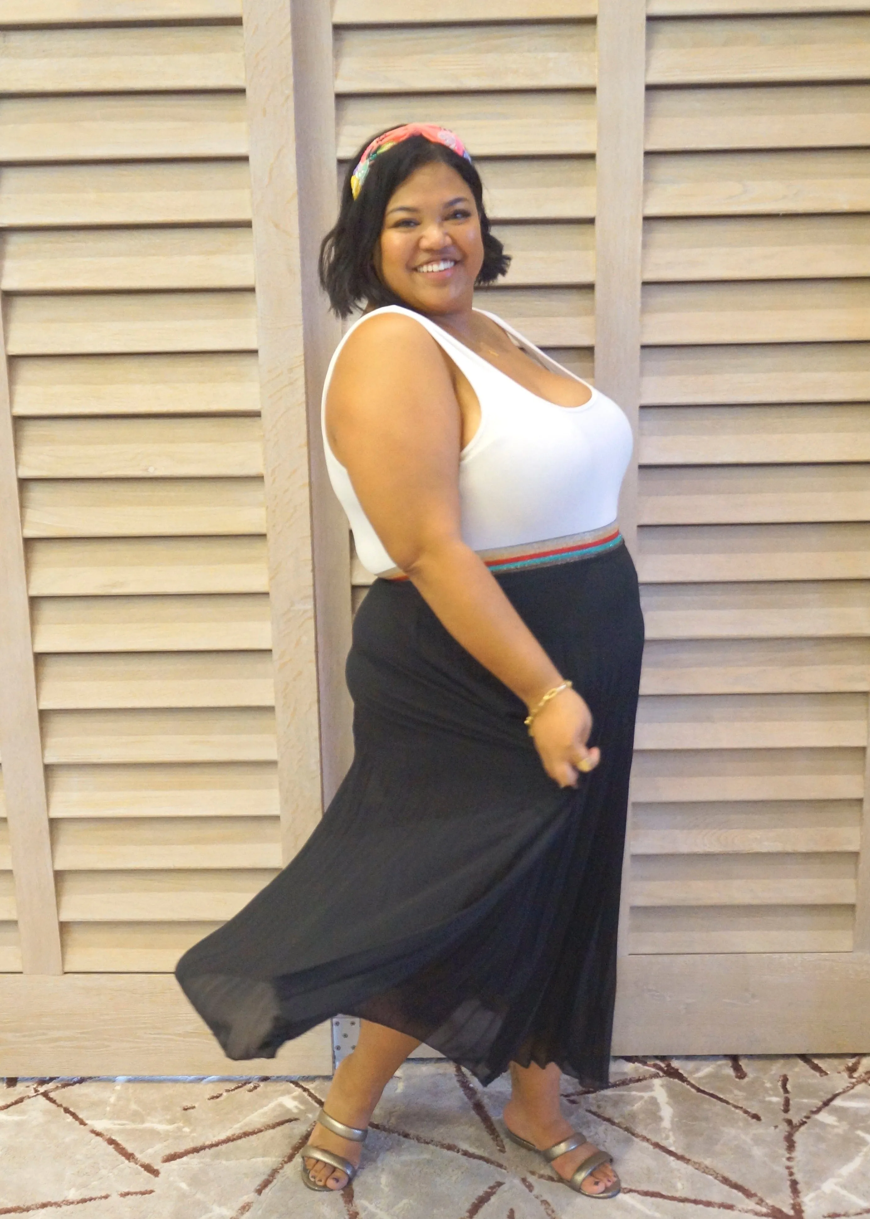 The Rainbow Pleated Skirt - Midnight Black