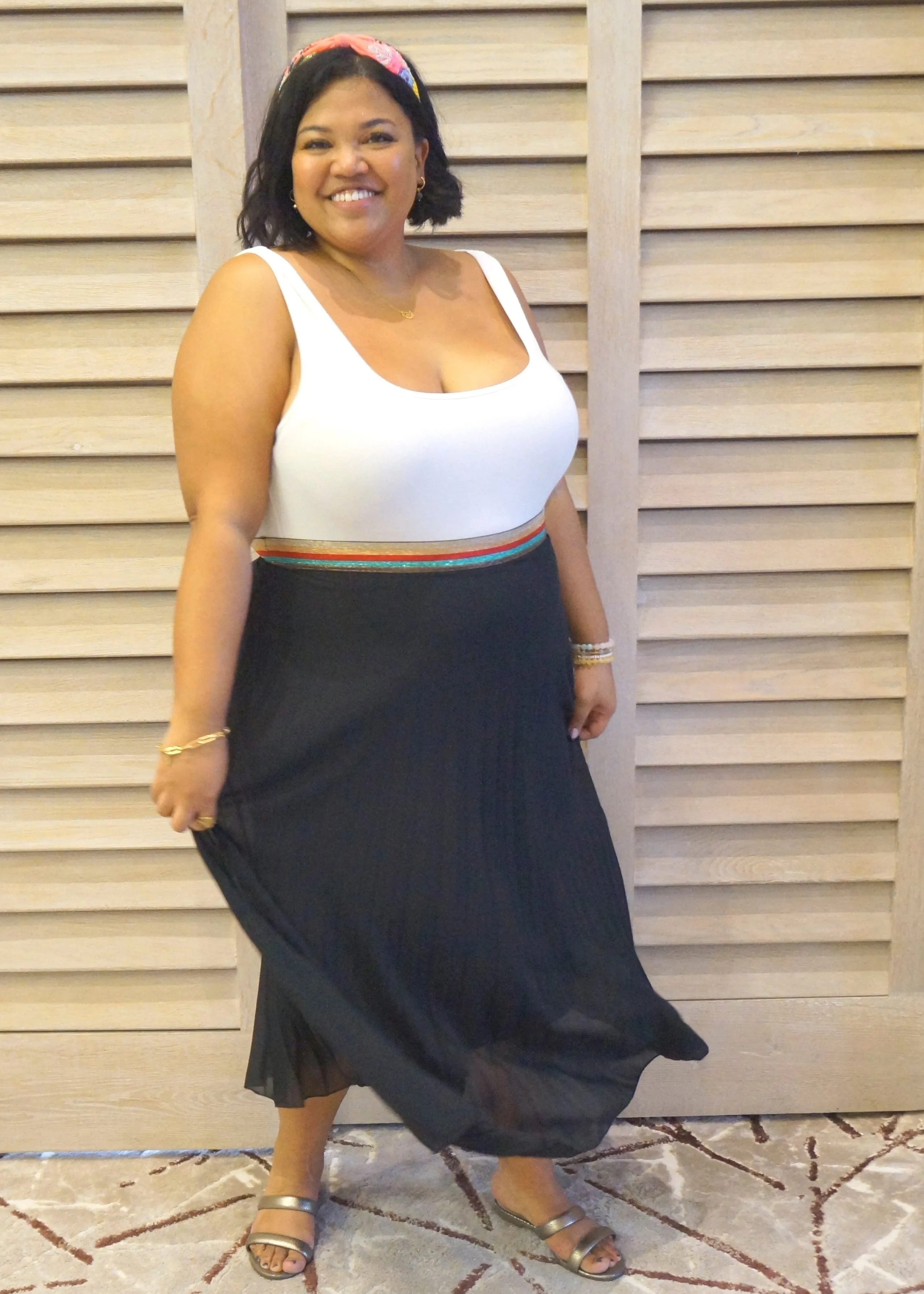 The Rainbow Pleated Skirt - Midnight Black