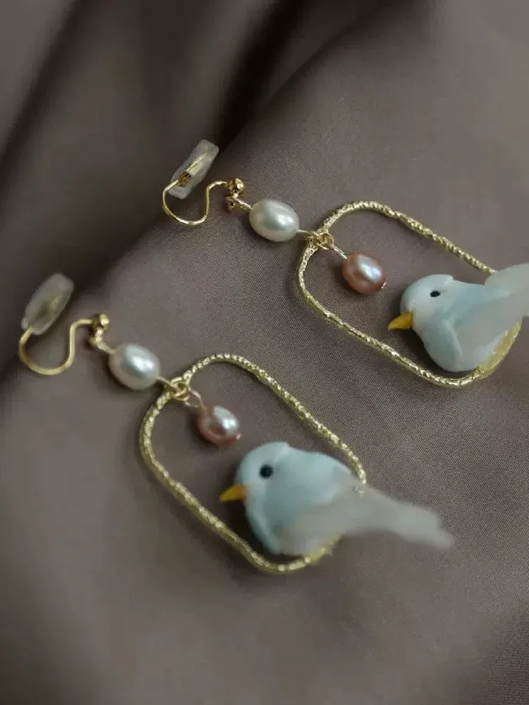 Tiny Tweet Bird Earrings & Clips