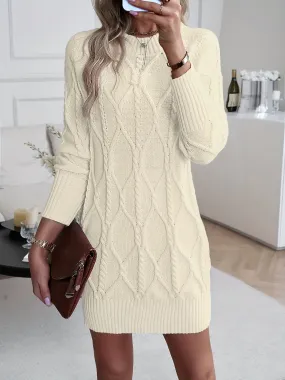 Vibrant Solid Color Long Sleeve Knit Dress - Soft, Cozy, and Versatile Crew Neck Design for Spring & Fall - Women's Casual Clothing for Everyday Wear, Perfect for Work, Date, or Leisure Activities