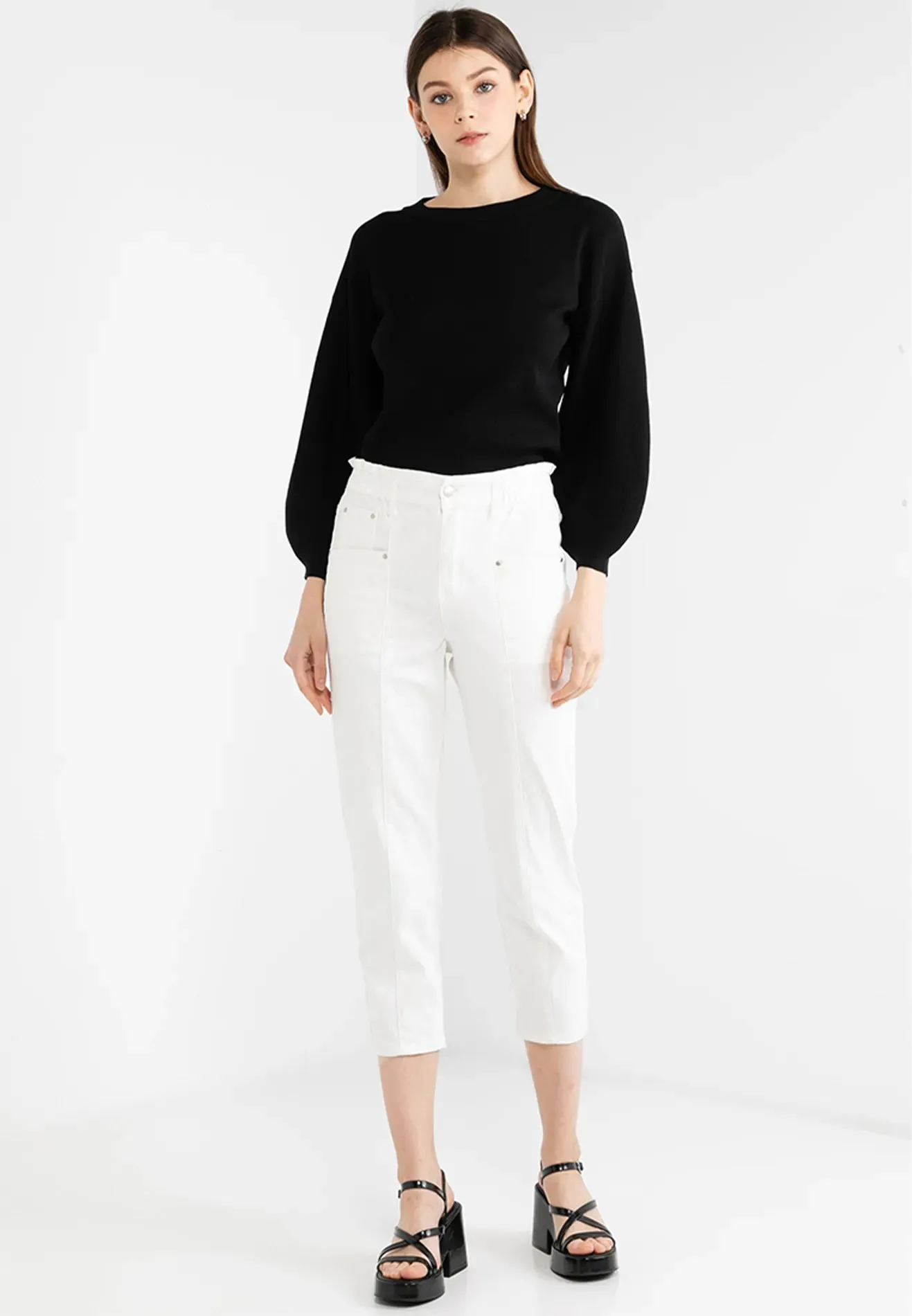VOIR JEANS Hey Summer Collection: Plain Solid Colour Knitted Sweatshirt