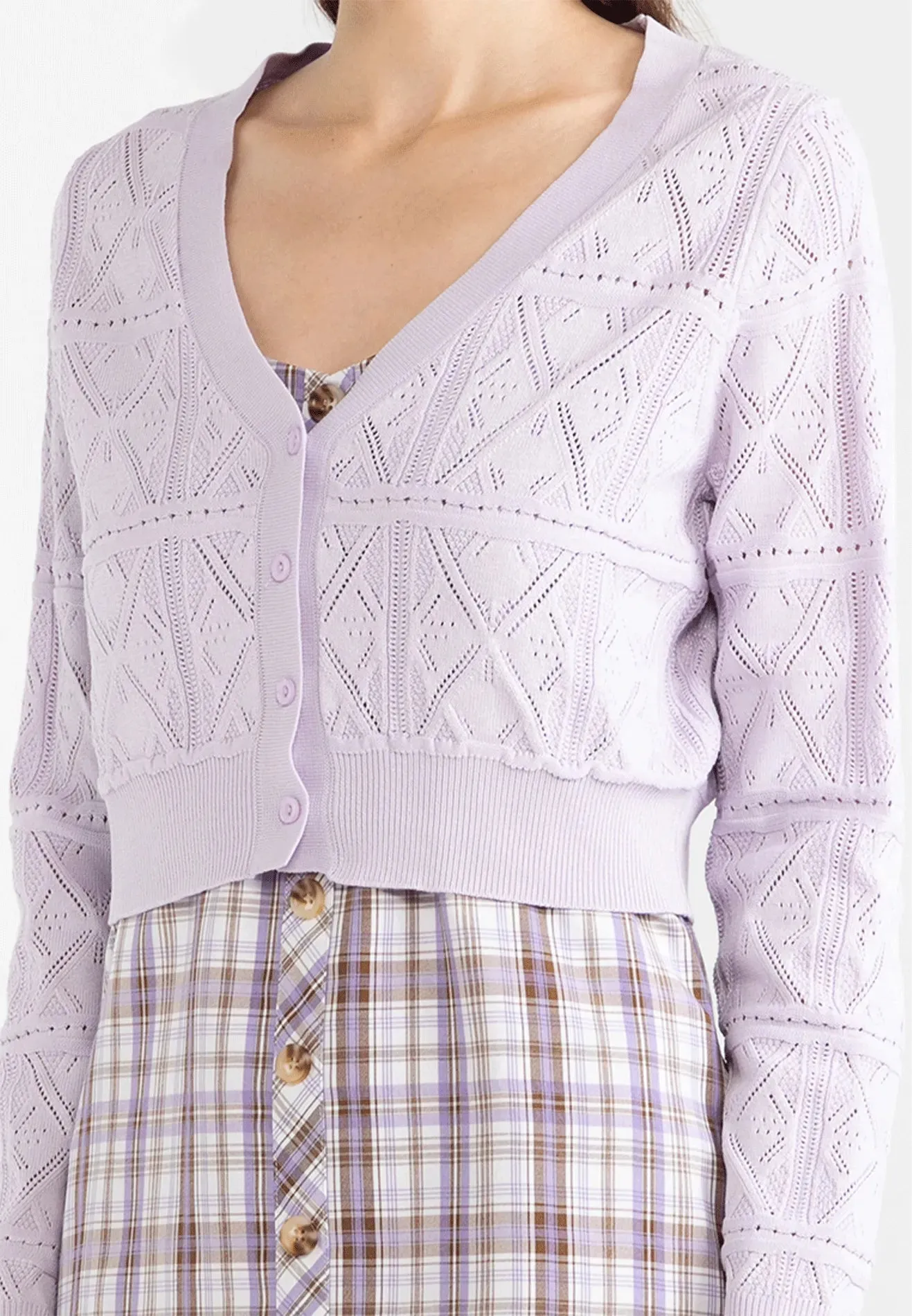 VOIR JEANS Hey Summer Collection: V-Neck Cropped Knitted Cardigan