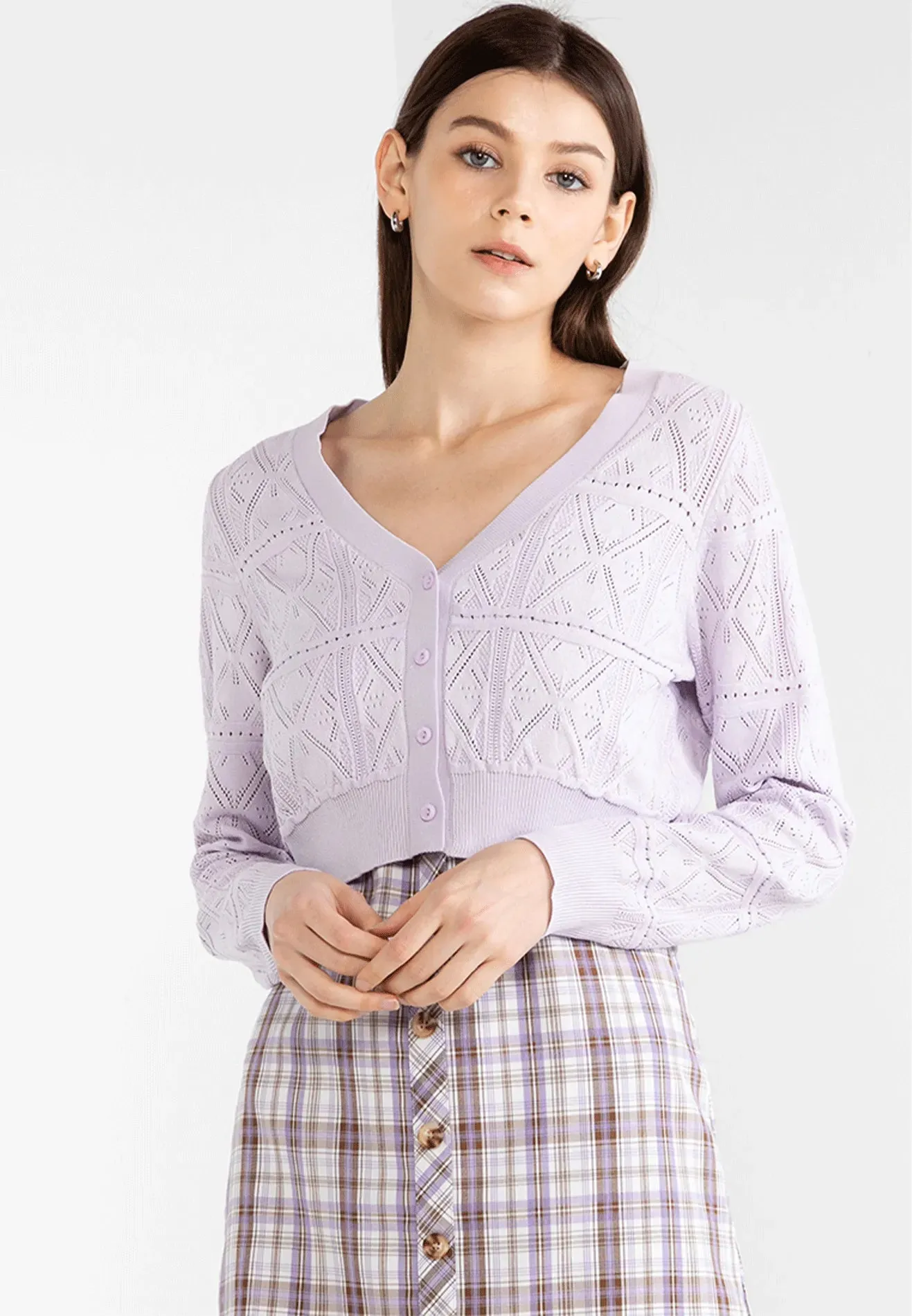 VOIR JEANS Hey Summer Collection: V-Neck Cropped Knitted Cardigan