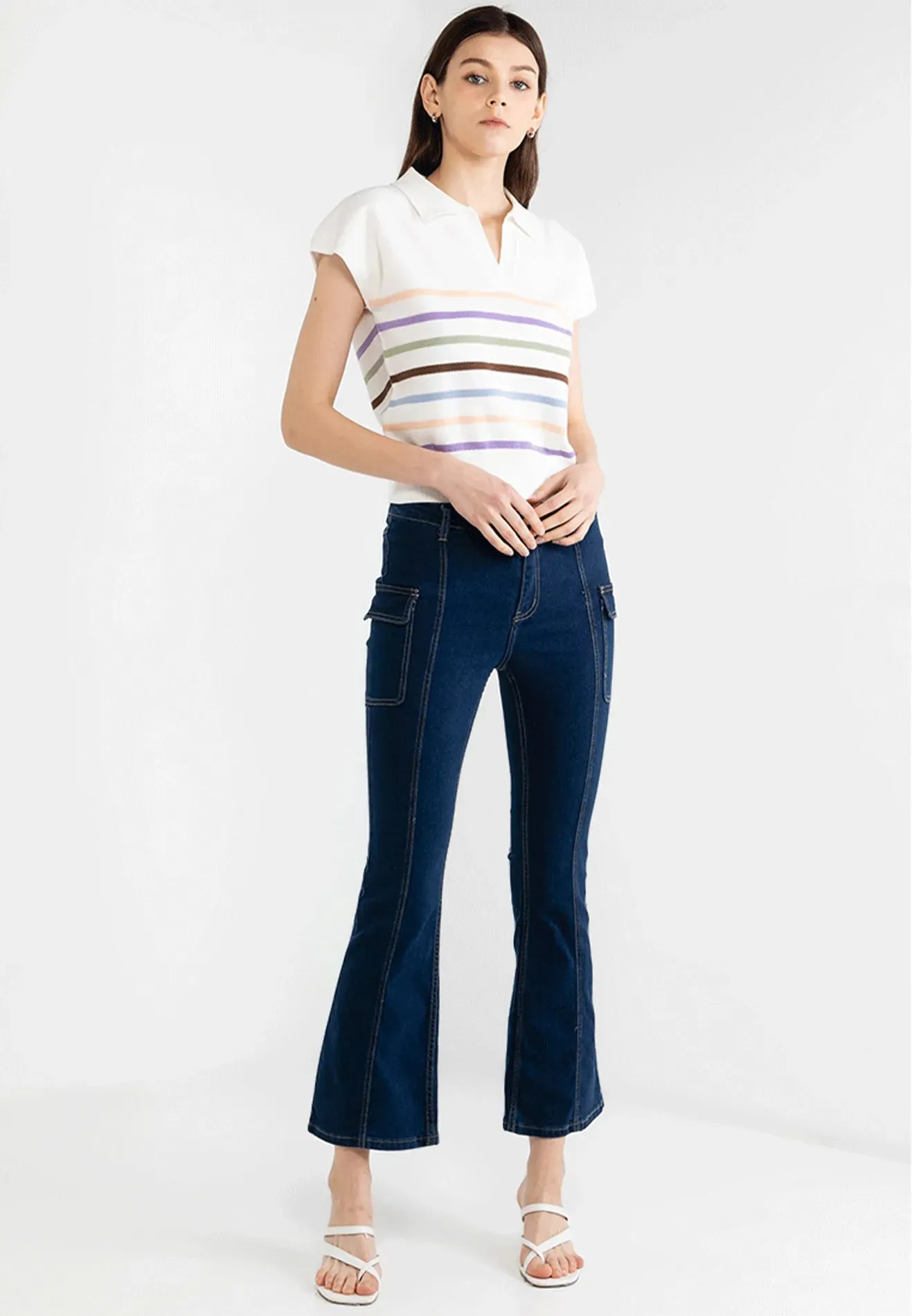 VOIR JEANS Hey Summer Collection: V-Neck Short Sleeves Boxy Top