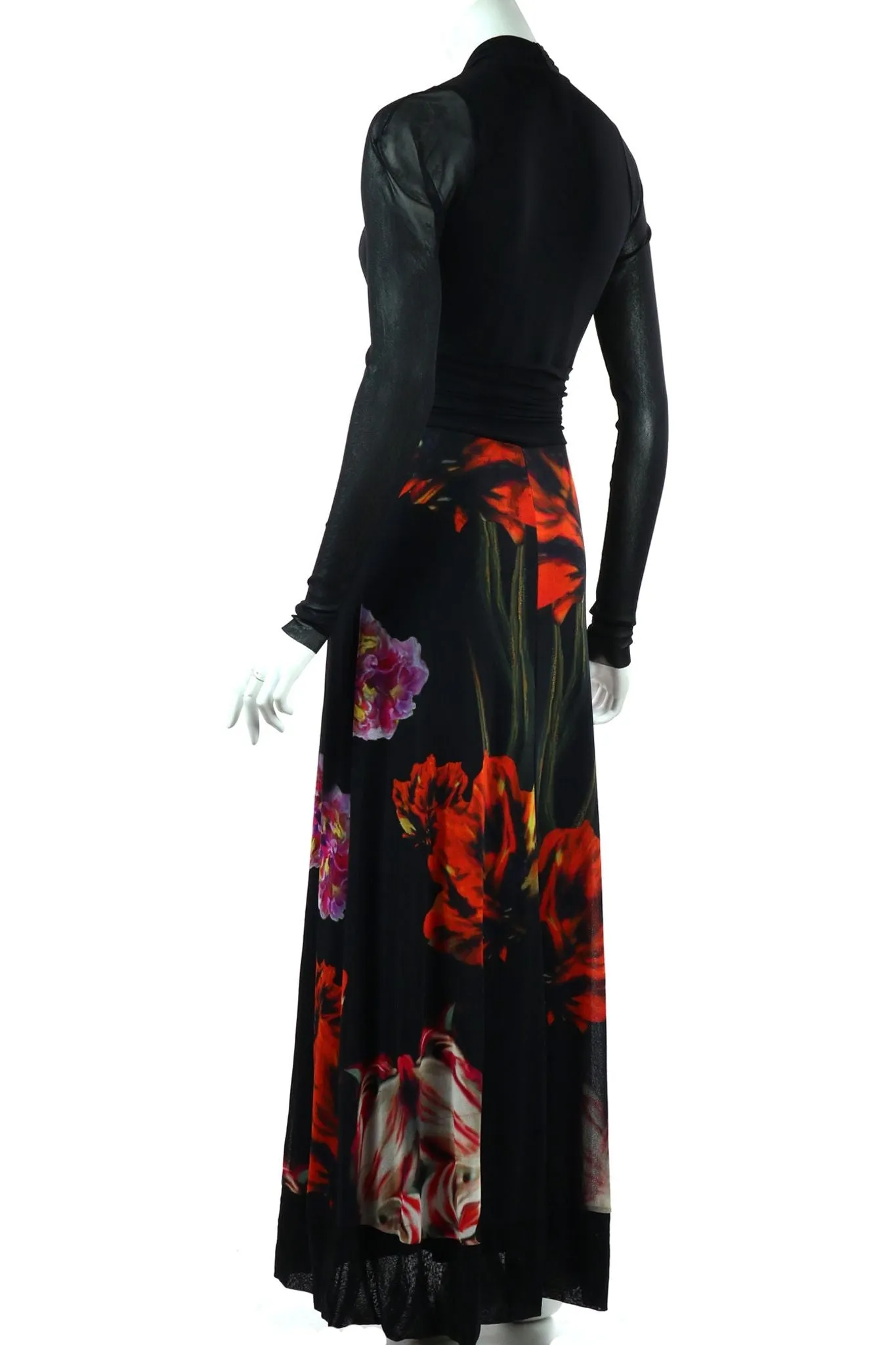 WILMA Long Sleeves Cummerbund Maxi Print Dress
