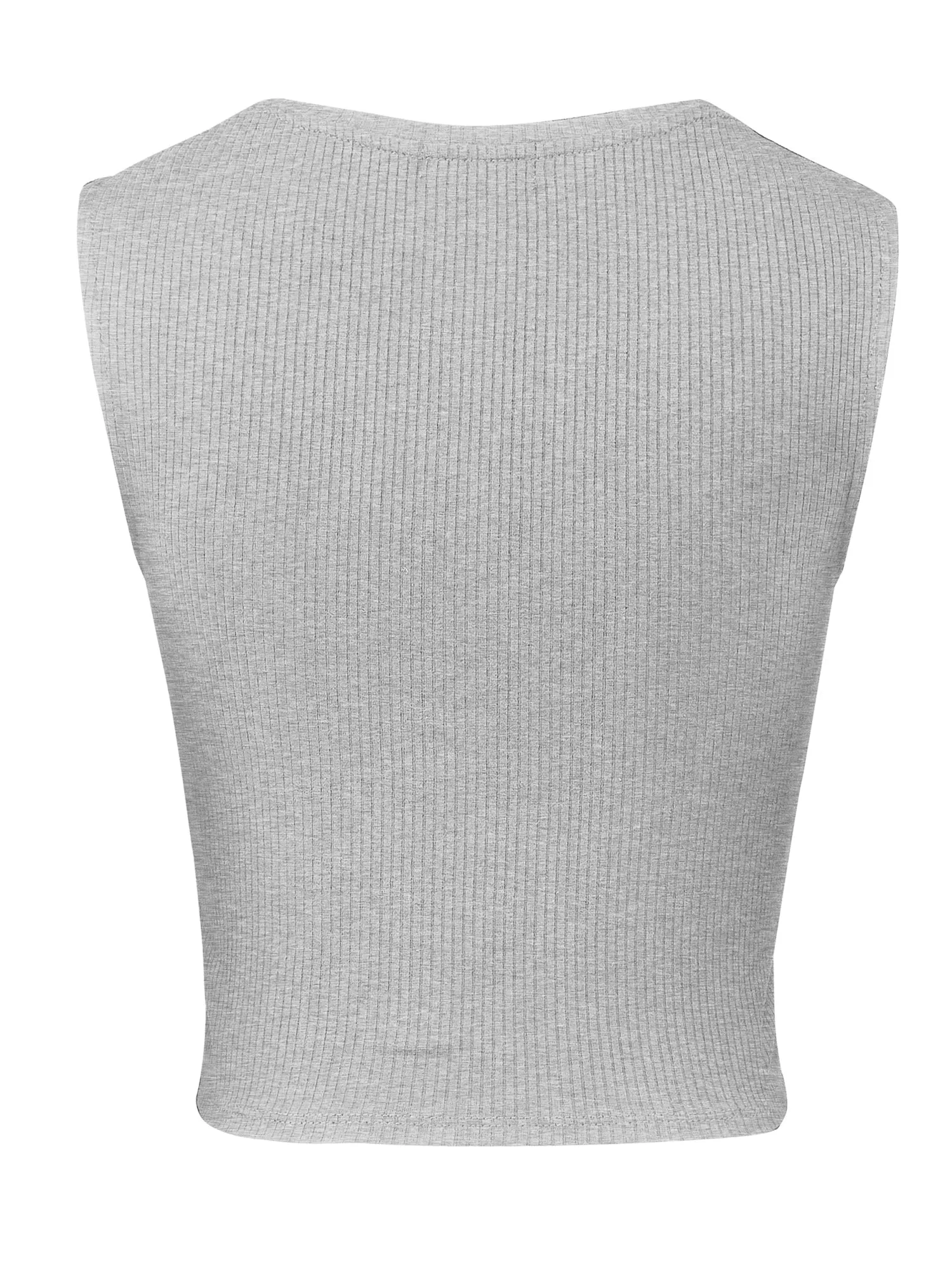Women Sleeveless Sexy Round Neck Rib Crop Tank Top Tee (FWT1084)