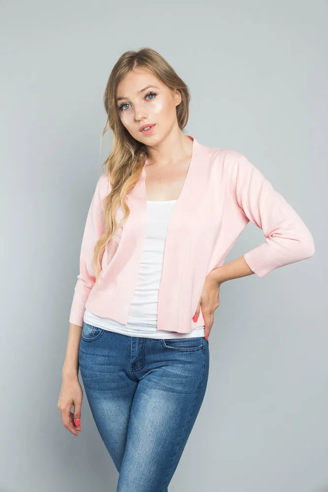 Women's Classic 3/4 Sleeve Cropped Cardigan