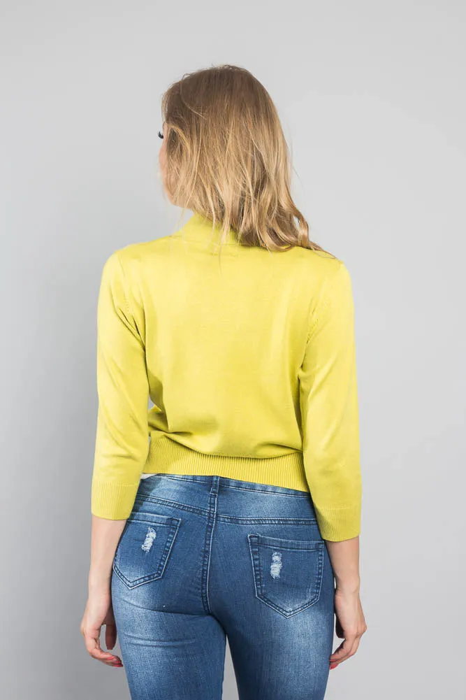 Women's Classic 3/4 Sleeve Cropped Cardigan