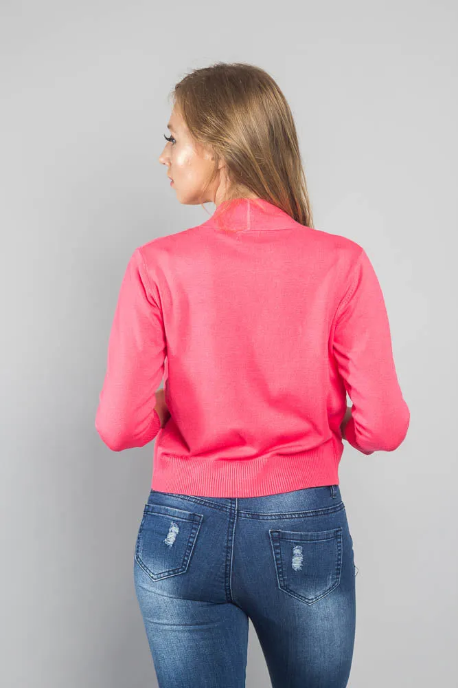 Women's Classic 3/4 Sleeve Cropped Cardigan