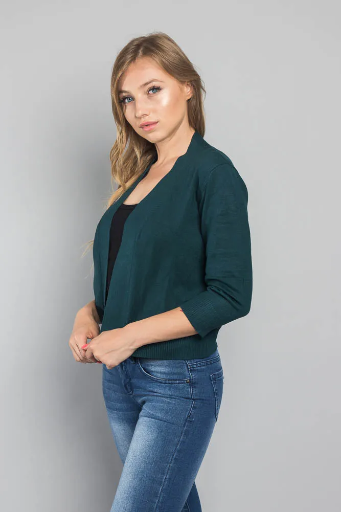 Women's Classic 3/4 Sleeve Cropped Cardigan